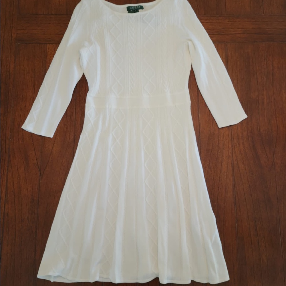 LRL long sleeve white dress